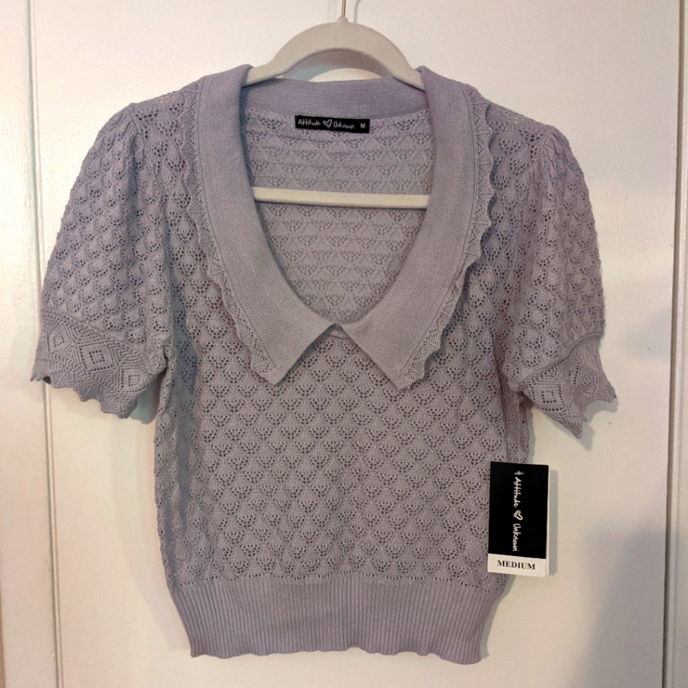 H&M Women's Lavender Knit Scoop Neck Sweater